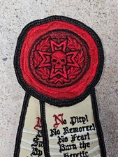 Grim Dark Skull Cross Laurel Wax Seal Litany Scroll of Purity Patch V2 Hook Back
