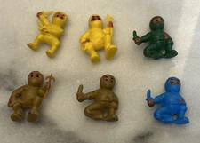 Lot Of 6 Tiny Mini Ninja Warrior Figures In Different Poses Used