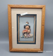 Vintage Tiddleybits by Molly Renner Gowen Mama with Her Kids Artwork Wood Frame