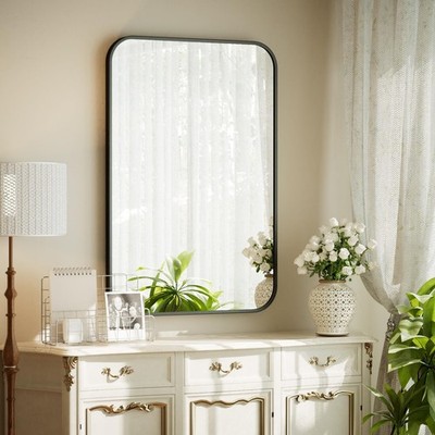 20'' x 28'' Rectangular Aluminum Alloy Frame Wall Mounted Bathroom Mirror with ...