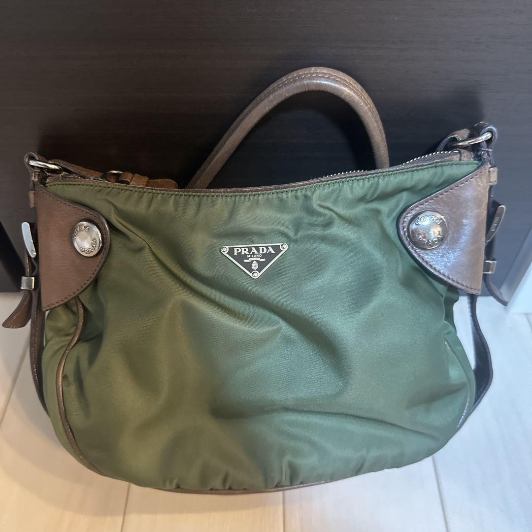 Vintage PRADA Olive Green Handbag Made in Japan