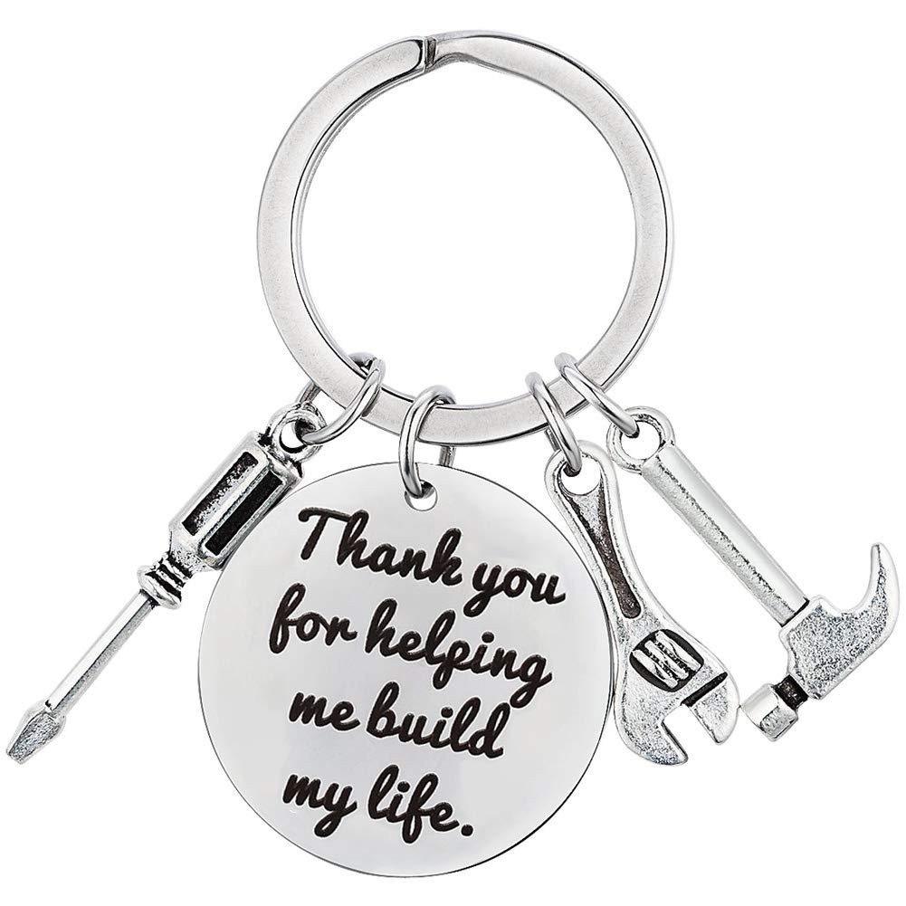 Fathers Day Keychain from Daughter Son, Wedding Birthday Keychain Gift for St...