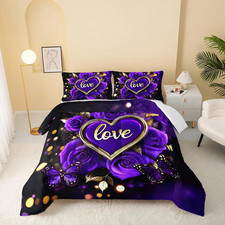 Rose Print Kids Comforter Set,Cartoon Butterfly Bedding Set Twin Size for Boys G