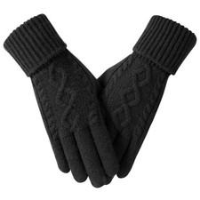 Winter Gloves for Women - Touchscreen Fleece Lined, Warm Knit Cuff