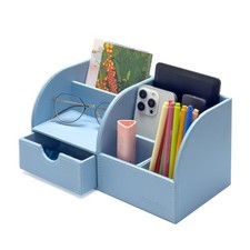 Desk Organizer - Multifunctional Leather Desktop Pen Holder Storage Box - Bus...