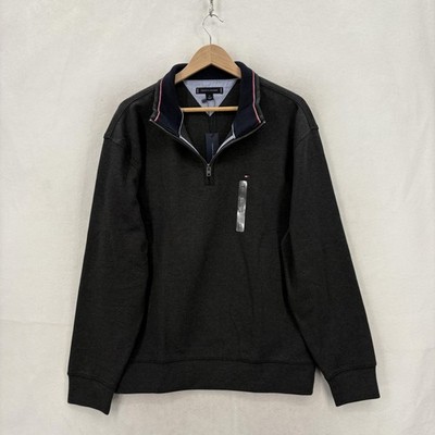 Tommy Hilfiger Sweatshirt Mens Medium Gray 1/4 Zip Fleece Pullover Logo Fall NWT