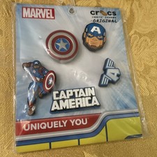 New CROCS Captain America Marvel Jibbitz, 5 Piece Pack, Uniquely You Shoe Charms