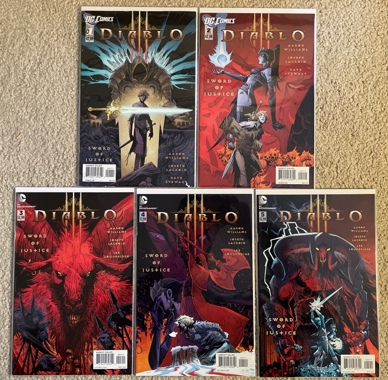 Diablo III Espada de Justicia #1-5 Serie Completa Set 2011 DC Videojuego Cómics