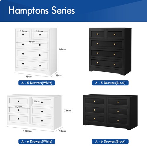 ALFORDSON Chest of Drawers Hamptons Storage Cabinet Dresser Tallboy Buffet - Picture 3 of 154