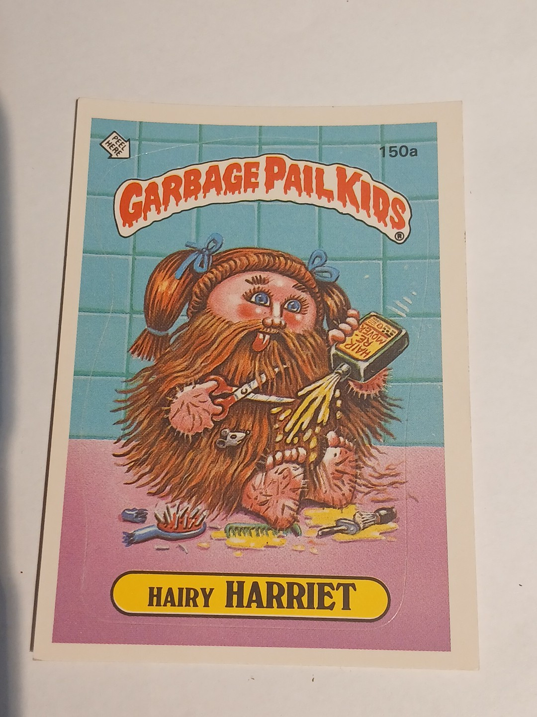 GPK Garbage Pail Kids Card Sticker 1986 Series 4 OS4 Hairy HARRIET #150a