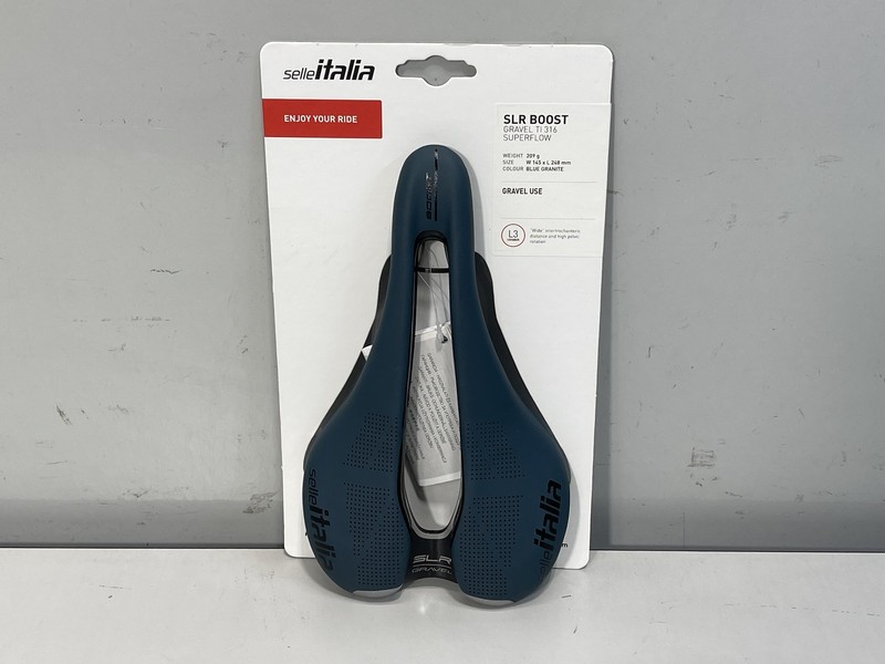 Selle Italia SLR Boost Gravel TI316 Superflow Saddle: BLUE GRANITE L3