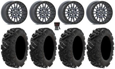 Valor V16 Bdlk 15'' Wheels Gm -12mm 28'' Attack 2.0 Tires Polaris RZR