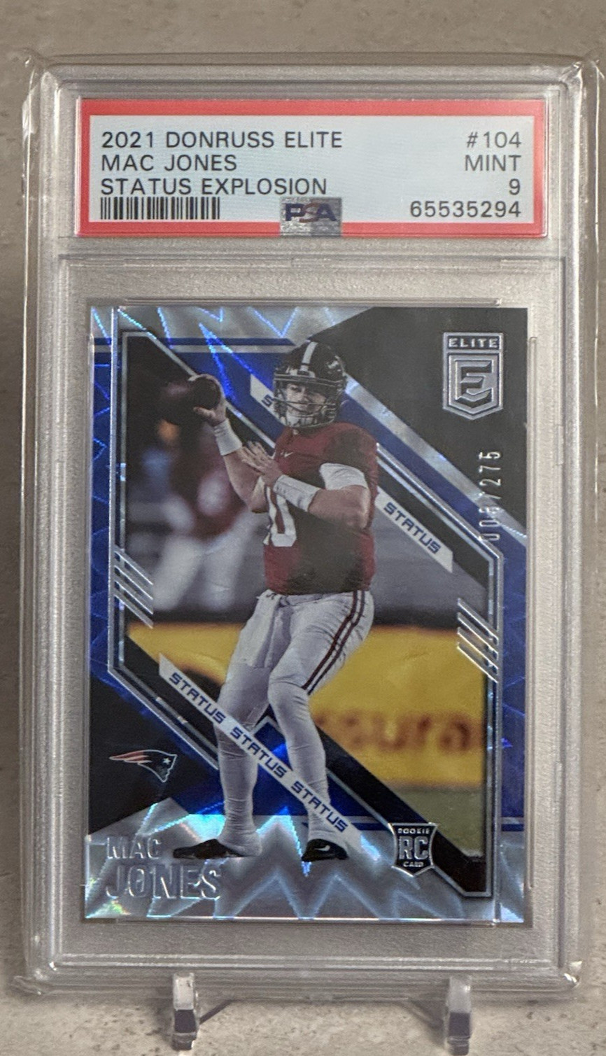 2021 Elite Status Explosion #104 Mac Jones #'d 008/275 PSA 9