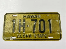 Vintage 1969 Hawaii Aloha State License Plate Yellow And Black