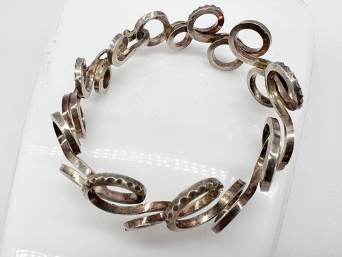 VINTAGE MASSIV SILBER MCM MODERNIST WALLY MORGAN DESIGNS DAMEN ARMBAND / ARMREIF - Bild 7 von 12