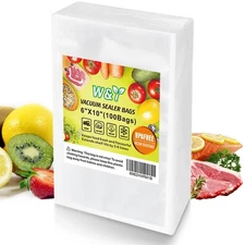 100 Single-Ply Vacuum Sealer Bags (6"x10" Quart) – Pre-Separated, Commercial ...