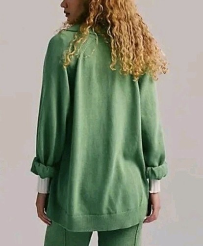 Free People Drea Large Sweater Green Knit Oversized Top Long Sleeve Stretch NWOT - Picture 5 of 6