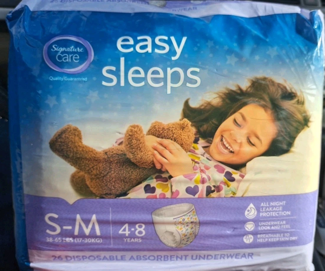 Pullup Easy Sleep Signature Care 26 Disposable Absorbent Underwear S-M 38-65 lbs