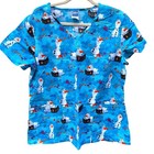 Disney Frozen II Olaf Scrub Top Women’s L Blue Winter Holiday Nurse Uniform