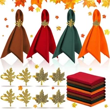 16 Pcs Fall Thanksgiving Napkin Ring Set 8 As the Picture Shows 