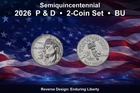 2026 Half Dollar Enduring Liberty P&D 2 Coin Set BU Semiquincentennial