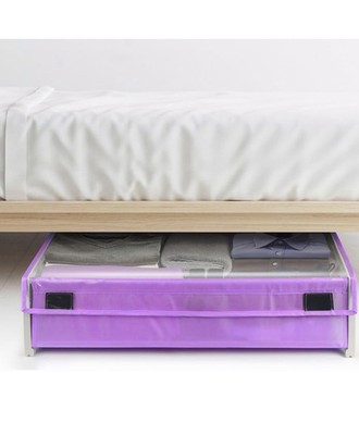 Under Bed Plastic Storage Drawers With Rolling Wheels Dual Handles Organizer