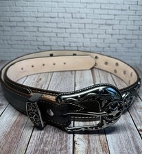 Men's dark brown Western Belt Silver Star Studs Decorative Buckle Adjustable