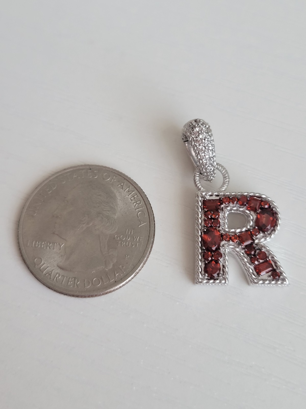 Judith Ripka Sterling Silver Initial Pendant. - image 2