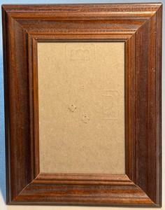Beveled Dark Wood Picture Frame Fits 3.6 X 5.6" Picture; Clear Glass;Stand; Used