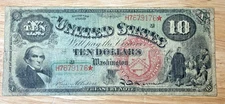1869 $10 United States Legal Tender Note "Rainbow" n "Jackass" SCARCE NOTE!