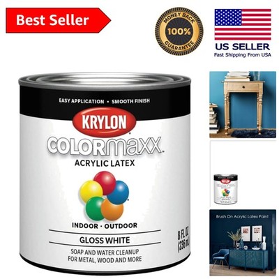 Acrylic Latex Brush-On Paint, 8 Fl Oz - Gloss White for Every Project