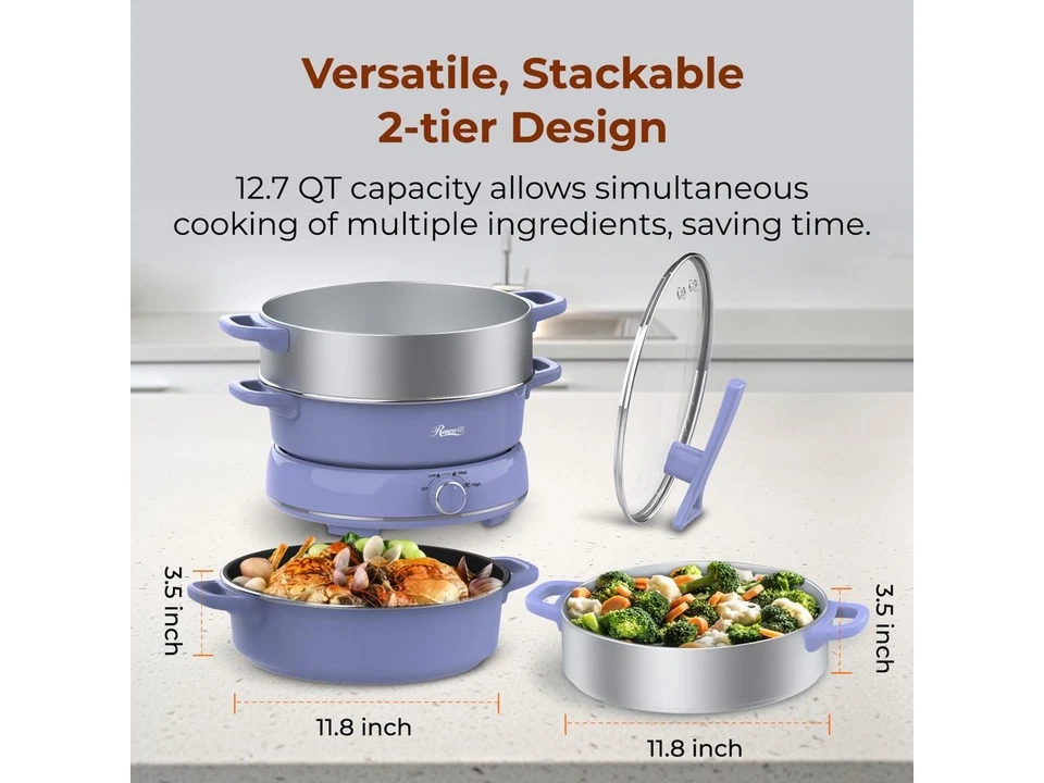 Rosewill 12.7 夸脱电火锅带多种功能,拆分设计带 11。 — 第 4/4 张图片