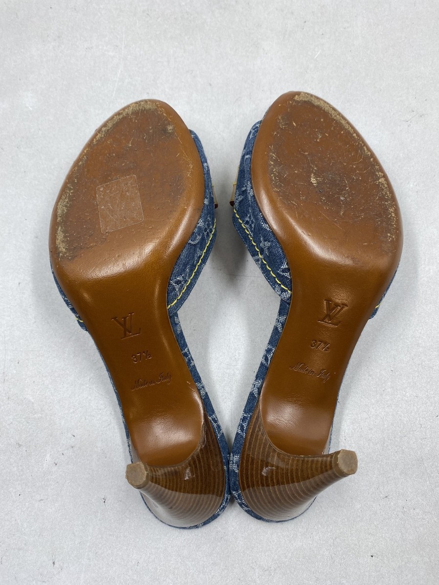 Louis Vuitton Monogram Blue Denim Heels W 7 | eBay