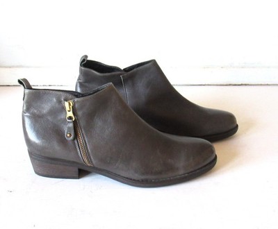 Eric Michael London Leather Grey Ankle Booties Womens Size 10.5 / 41 , Zipper