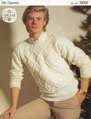 Sirdar 6697 Herren Pullover DK 36-44'' Vintage Strickmuster