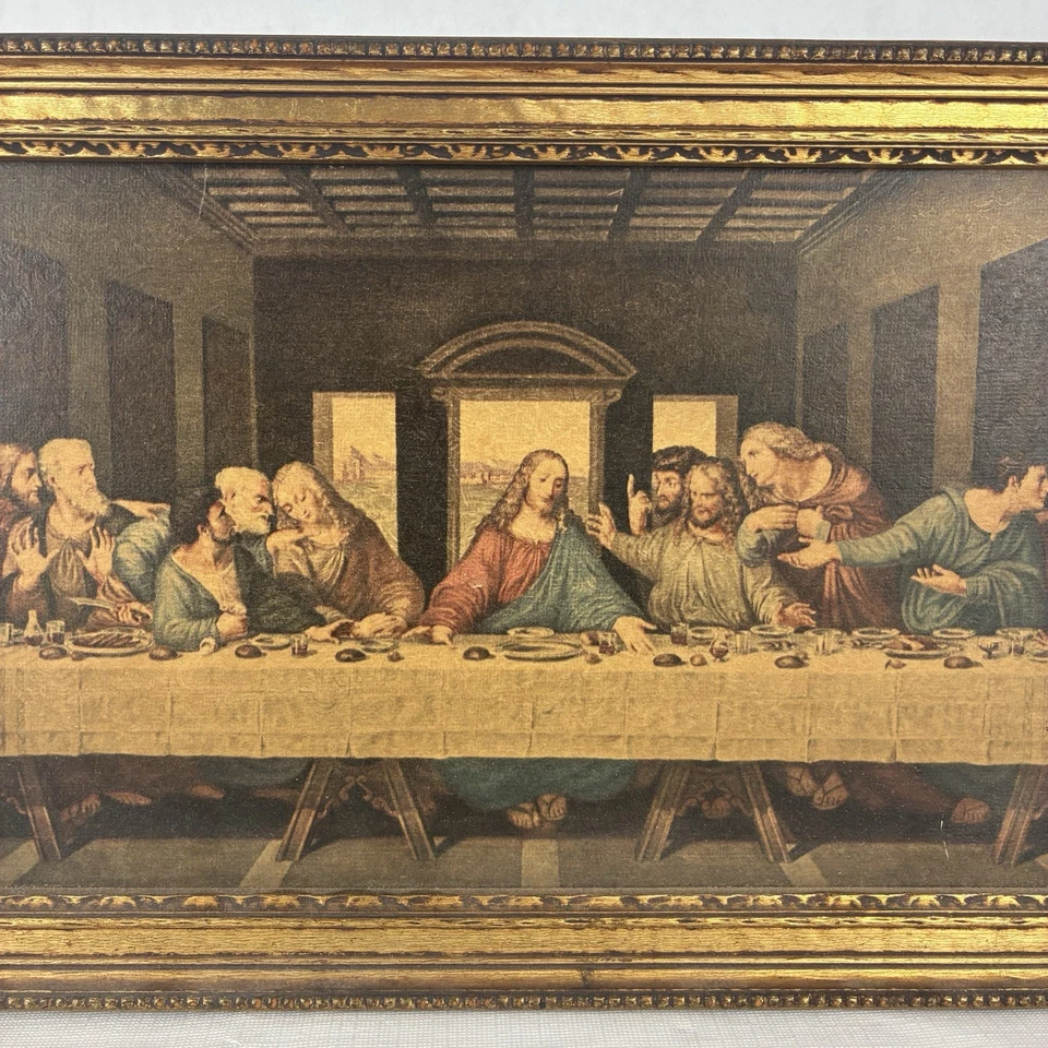 The Last Supper by Da Vinci Edward Gross Co. New York 16x9" Wood Frame Vintage - Image 4 of 4