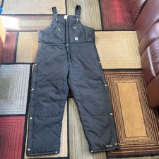 Carhartt R33 BLK Arctic Insulated Bib Overalls Black Workwear 46x32 heavy duty