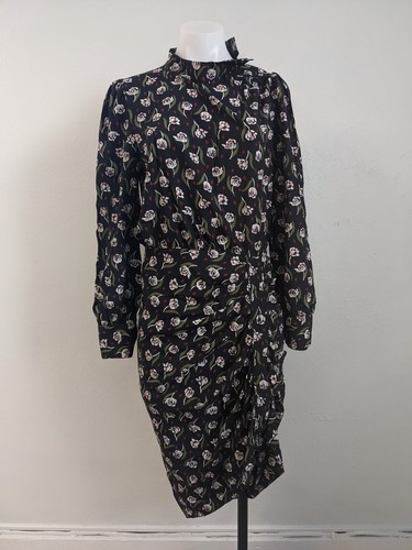 Vestido Vaina Veronica Barba Talla 6 Cadencia Negro Verde Rojo Floral Mangas Largas - Imagen 3 de 14