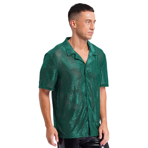 Mens Shirt Button Down Tops Fashion Blouse Holiday Summershirt Summer Clubwear - Bild 14 von 28