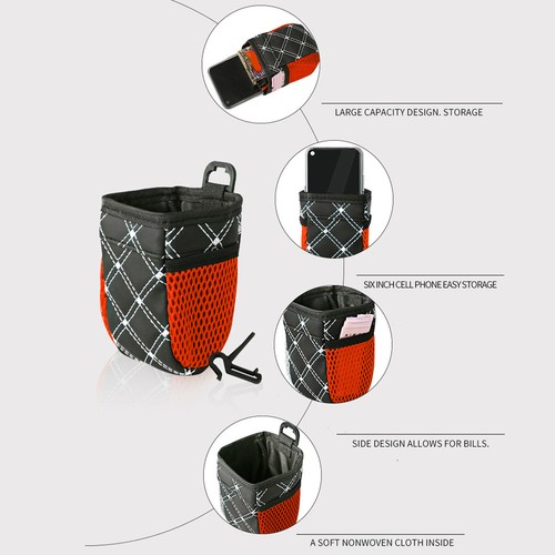 Sac de ventilation de voiture sac seau de sortie de voiture pochette de rangement de voiture pour clés de téléphone portable - Photo 5 sur 13