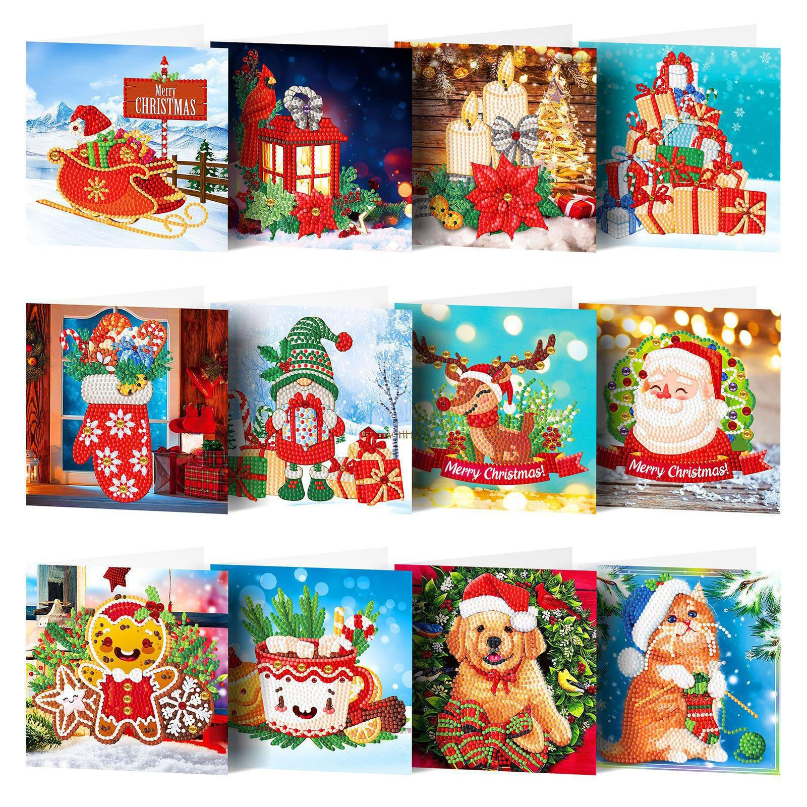 Christmas DIY Cards Kit Rhinestones 5D Gem Art Painting Cards Making Accessories