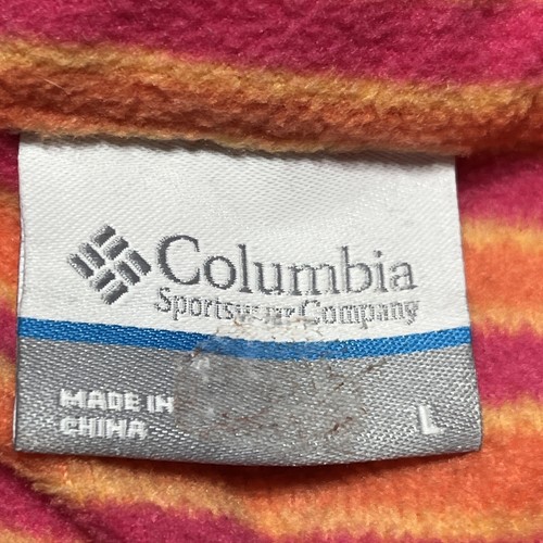 Columbia Sportswear Full Zip Fleece Jacket Girls Large Orange & Pink Striped - Picture 11 of 11
