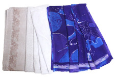 Blue Dress Sari Indian Women Wrap Used Vintage Printed Craft Fabric Lot Saree 2P