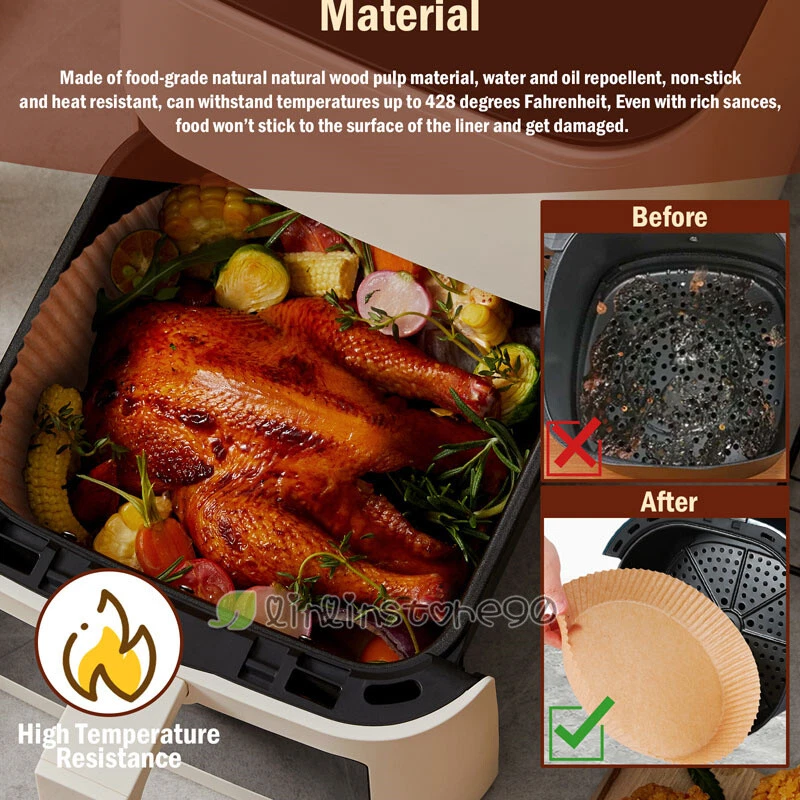 Air Fryer Liners, 100 PCS Disposable Paper Liners, Non-Stick Silicone Oil-proof
