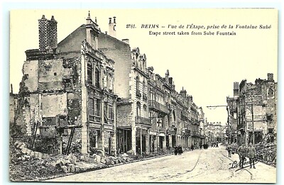 S04-4840, REIMS, RUE DE L'ETAPE, PRISE DE LA FOUNTAIN SUBE, ANTIQUE POSTCARD
