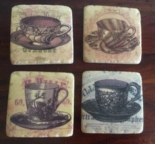 Fantastic Set Of Four Resin Coasters With Cork Back Never Used