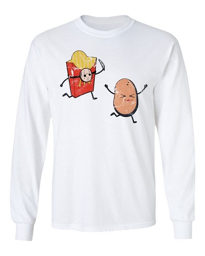 Vorhees Fast Food Shirt Halloween Mcdonalds Men's Long Sleeve T-Shirt - Picture 4 of 11