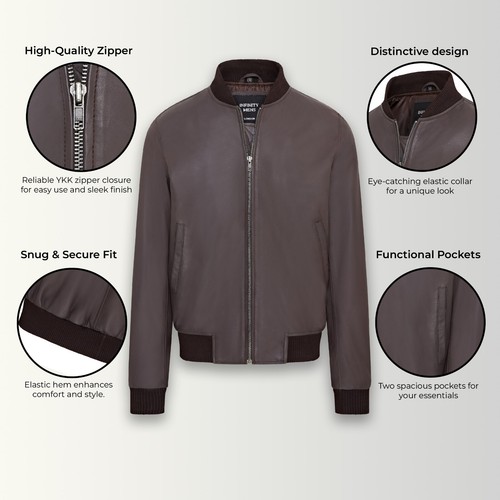Men's Varsity Leather Bomber Jacket Casual 100% Soft Lamb Nappa MA-1 - Picture 20 of 26