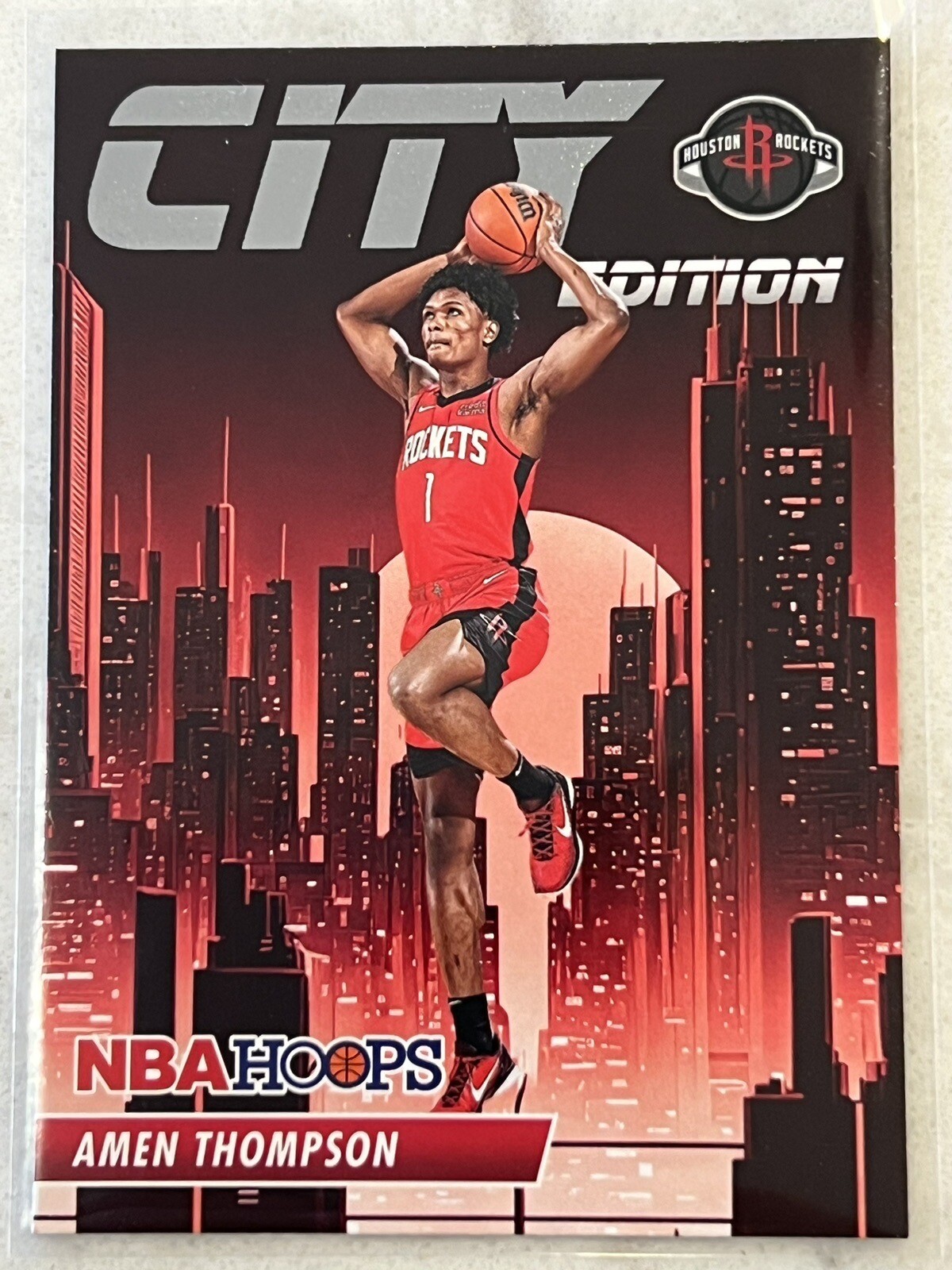 Amen Thompson 2023-24 NBA Hoops City Edition Insert #28 Houston Rockets M25
