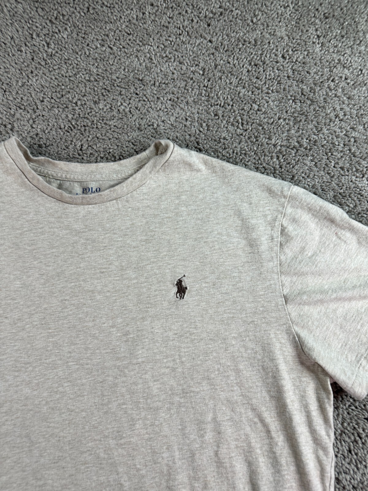 Polo Ralph Lauren camicia uomo grande biege marrone pony vestibilità classica manica corta